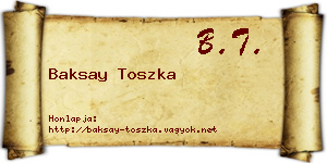 Baksay Toszka névjegykártya